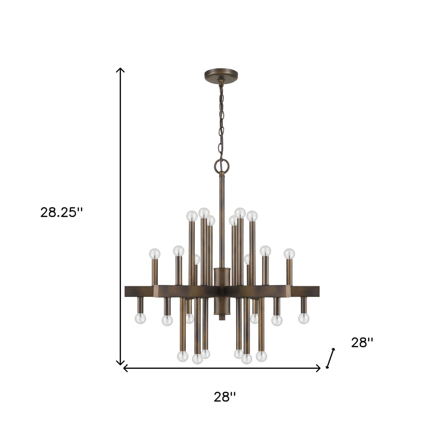 Brown Candle Style Multi Light Metal Dimmable Chandelier - Homeroots - Flyclothing LLC