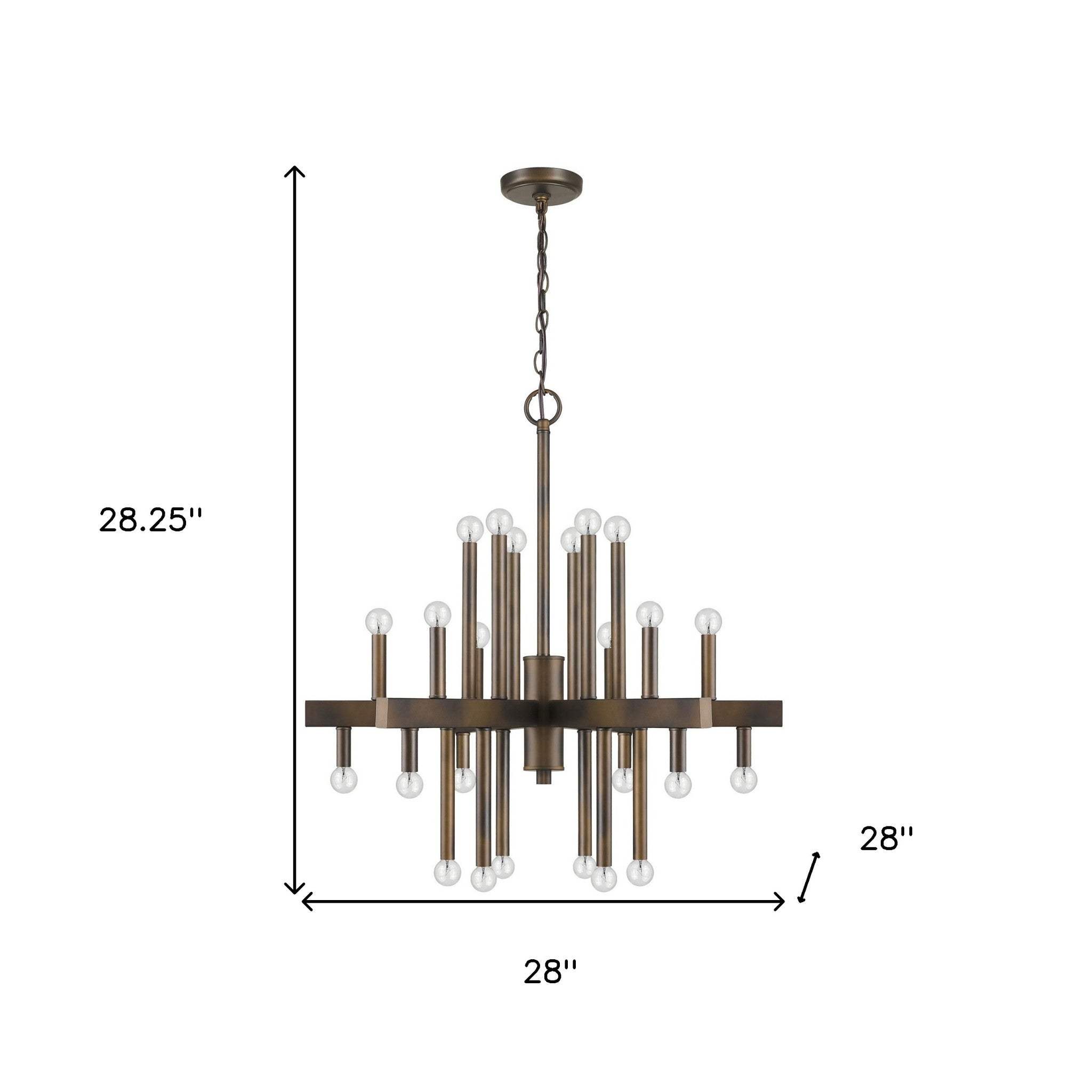 Brown Candle Style Multi Light Metal Dimmable Chandelier - Homeroots - Flyclothing LLC