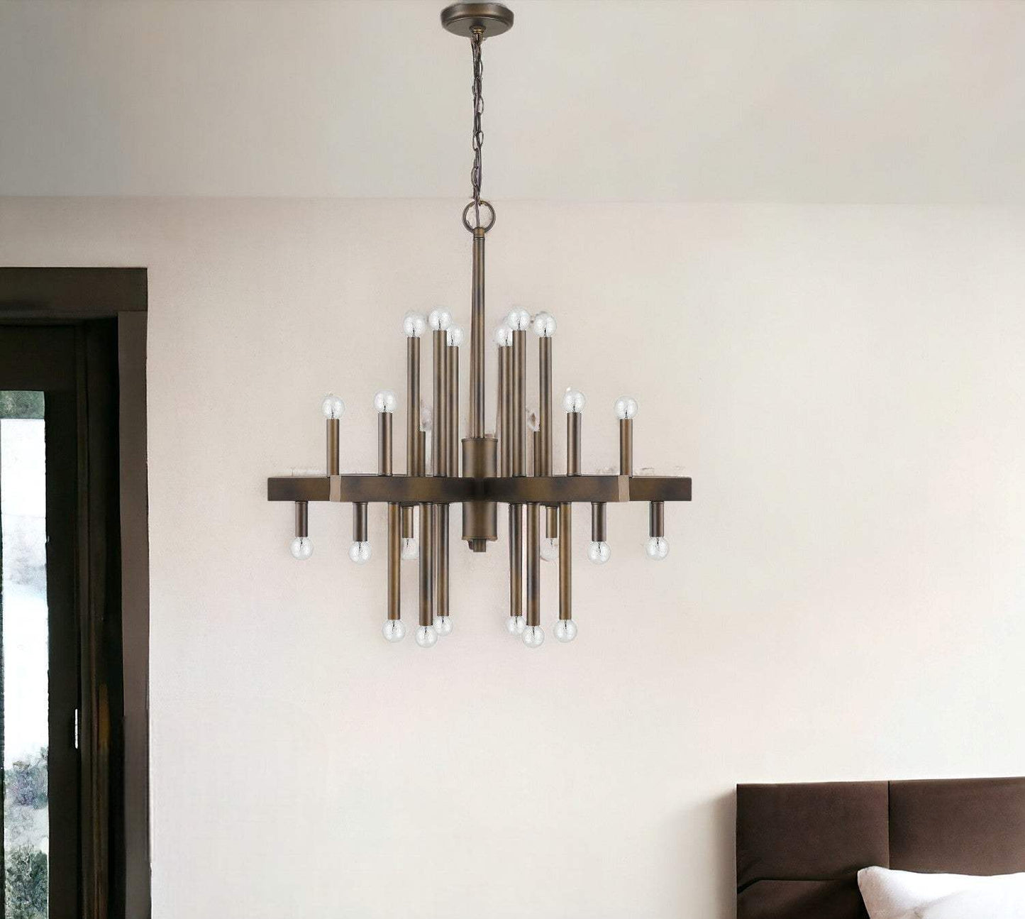 Brown Candle Style Multi Light Metal Dimmable Chandelier - Homeroots - Flyclothing LLC