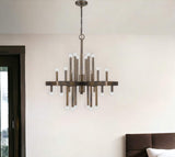 Brown Candle Style Multi Light Metal Dimmable Chandelier - Homeroots - Flyclothing LLC