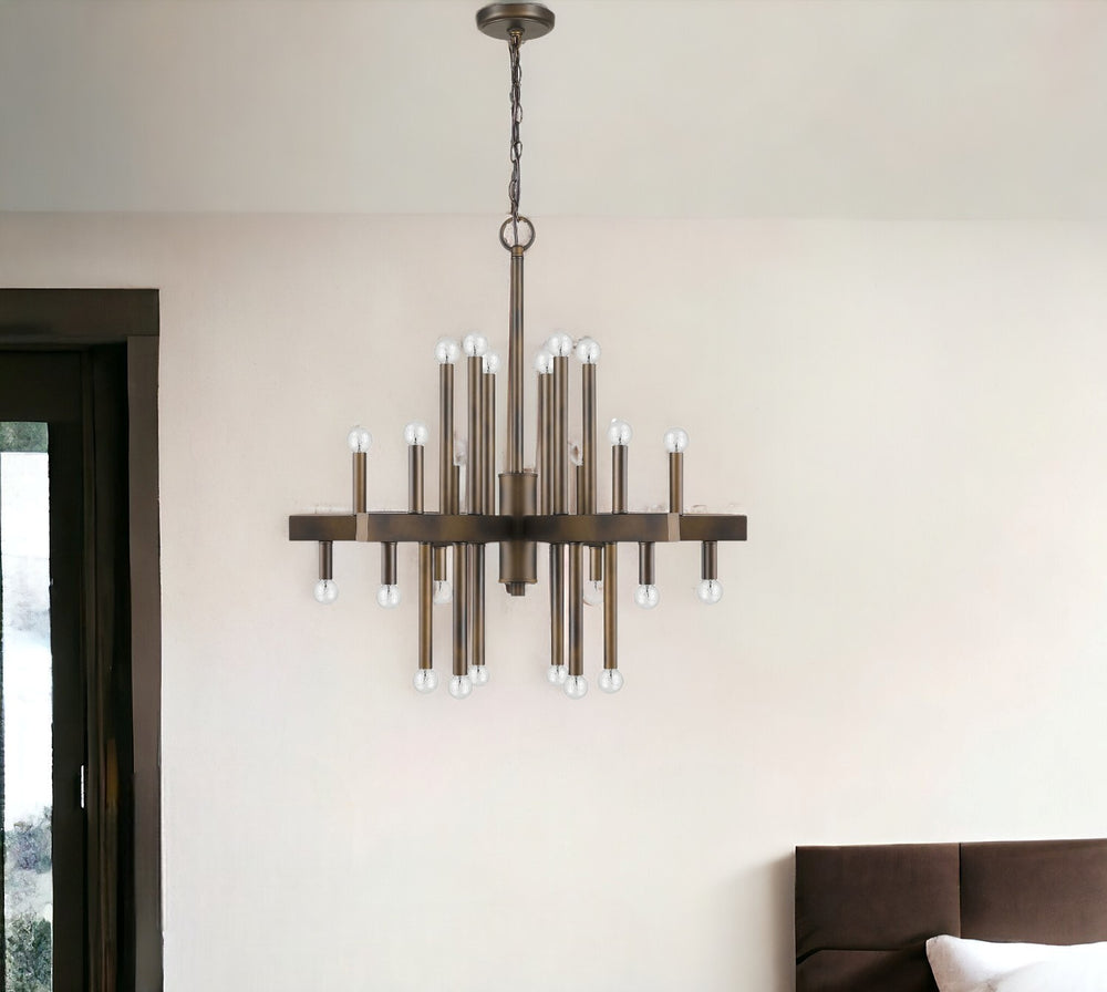 Brown Candle Style Multi Light Metal Dimmable Chandelier - Homeroots