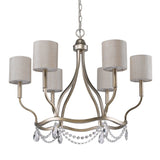 Gold Candle Style Six Light Metal Dimmable Chandelier With White Shades - Homeroots