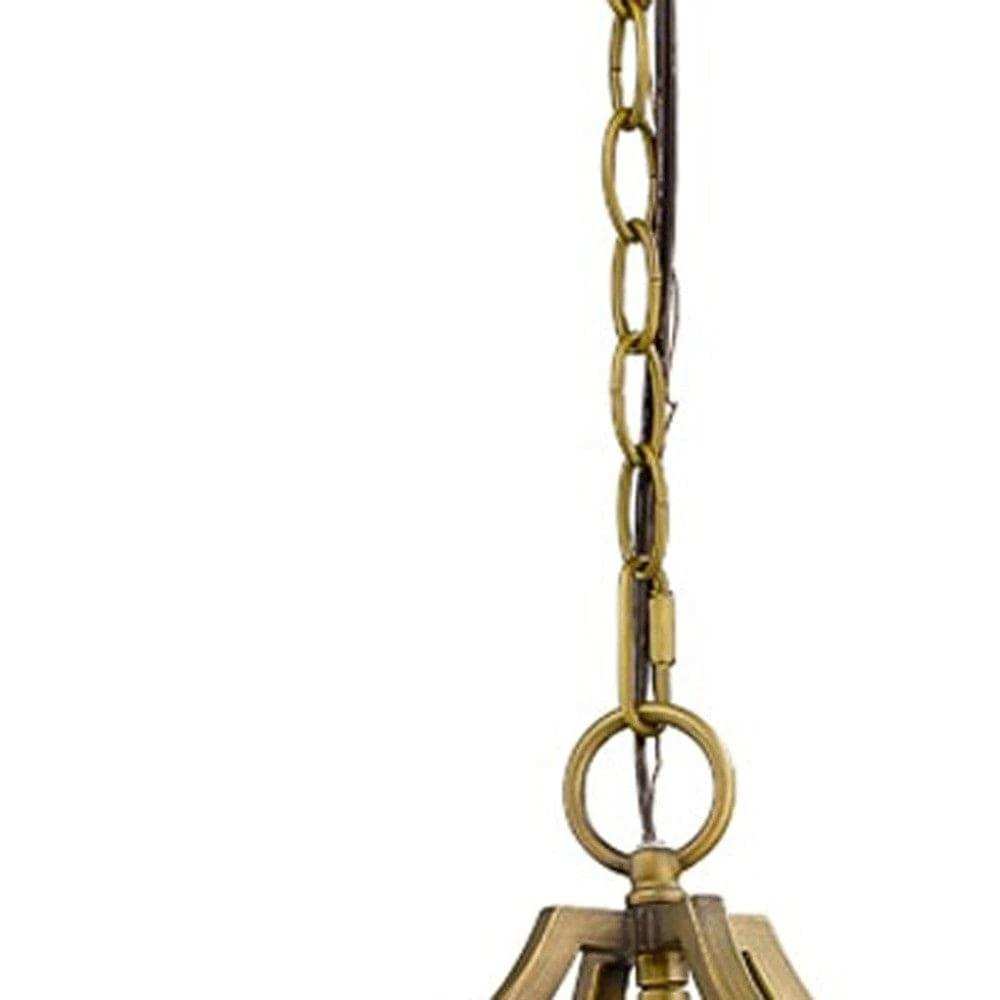 Brass Candle Style Four Light Metal and Crystals Dimmable Chandelier - Homeroots - Flyclothing LLC