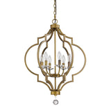 Gold and White Candle Style Six Light Metal Dimmable Chandelier - Homeroots