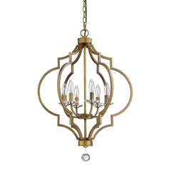 Gold and White Candle Style Six Light Metal Dimmable Chandelier - Homeroots