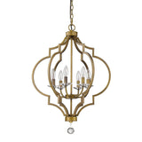 Gold and White Candle Style Six Light Metal Dimmable Chandelier - Homeroots