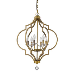 Gold and White Candle Style Six Light Metal Dimmable Chandelier - Homeroots