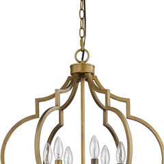 Gold and White Candle Style Six Light Metal Dimmable Chandelier - Homeroots