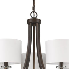 Brown Candle Style Five Light Metal and Crystals Dimmable Chandelier With White Shades - Homeroots