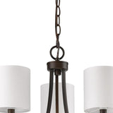 Bronze Candle Style Three Light Metal Dimmable Chandelier With White Shades - Homeroots