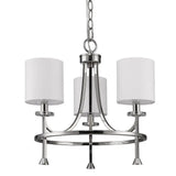 Silver Candle Style Three Light Metal Dimmable Chandelier With White Shades - Homeroots