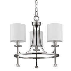 Silver Candle Style Three Light Metal Dimmable Chandelier With White Shades - Homeroots