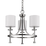 Silver Candle Style Three Light Metal Dimmable Chandelier With White Shades - Homeroots