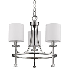 Silver Candle Style Three Light Metal Dimmable Chandelier With White Shades - Homeroots