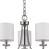 Silver Candle Style Three Light Metal Dimmable Chandelier With White Shades - Homeroots
