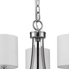 Silver Candle Style Three Light Metal Dimmable Chandelier With White Shades - Homeroots