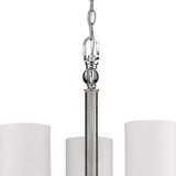 Silver Candle Style Three Light Metal and Crystals Dimmable Chandelier With White Shades - Homeroots - Flyclothing LLC