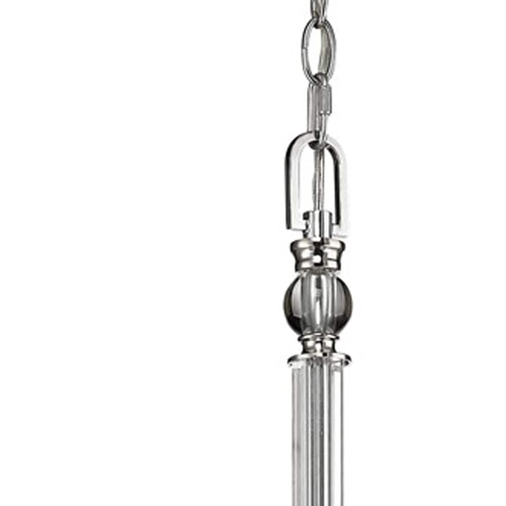 Silver Candle Style Five Light Metal and Crystals Dimmable Chandelier With White Shades - Homeroots