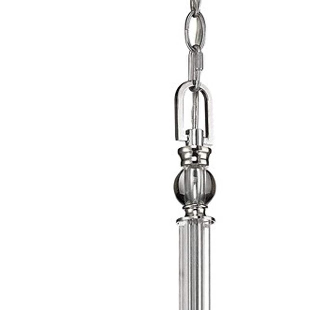 Silver Candle Style Five Light Metal and Crystals Dimmable Chandelier With White Shades - Homeroots - Flyclothing LLC