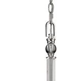 Silver Candle Style Five Light Metal and Crystals Dimmable Chandelier With White Shades - Homeroots