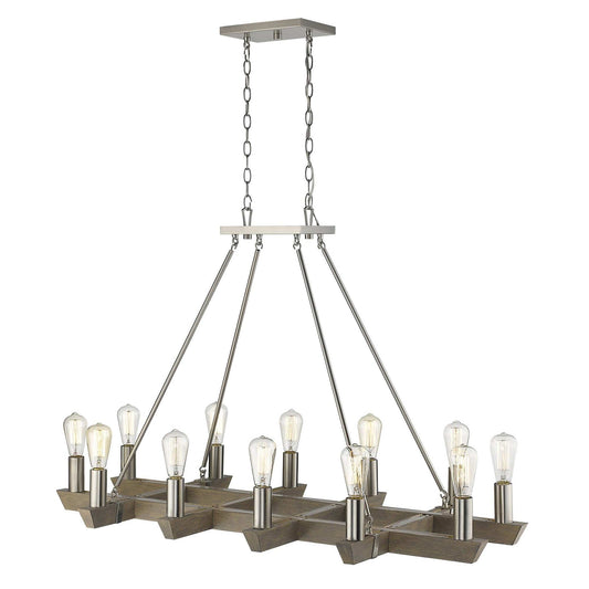 Silver Kitchen Island Twelve Light Metal Dimmable Chandelier - Homeroots