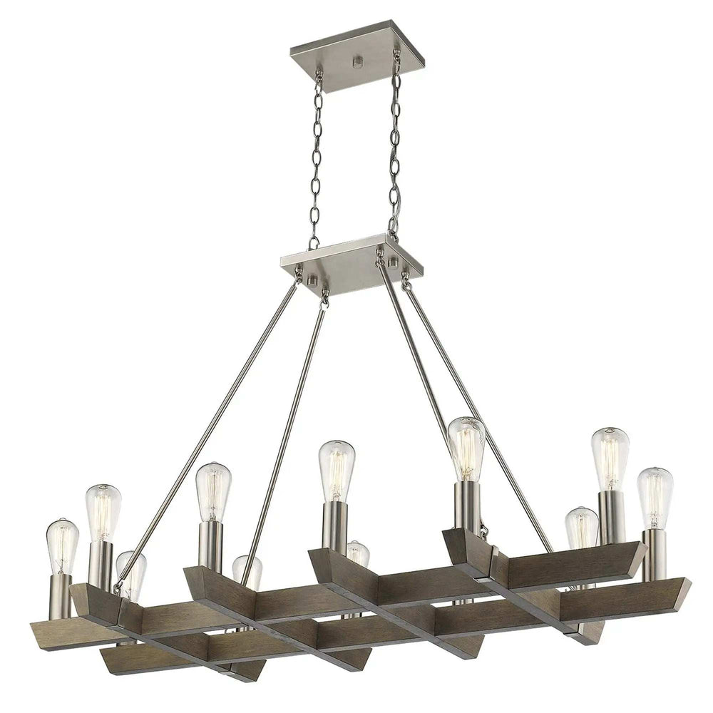 Silver Kitchen Island Twelve Light Metal Dimmable Chandelier - Homeroots - Flyclothing LLC