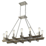 Silver Kitchen Island Twelve Light Metal Dimmable Chandelier - Homeroots