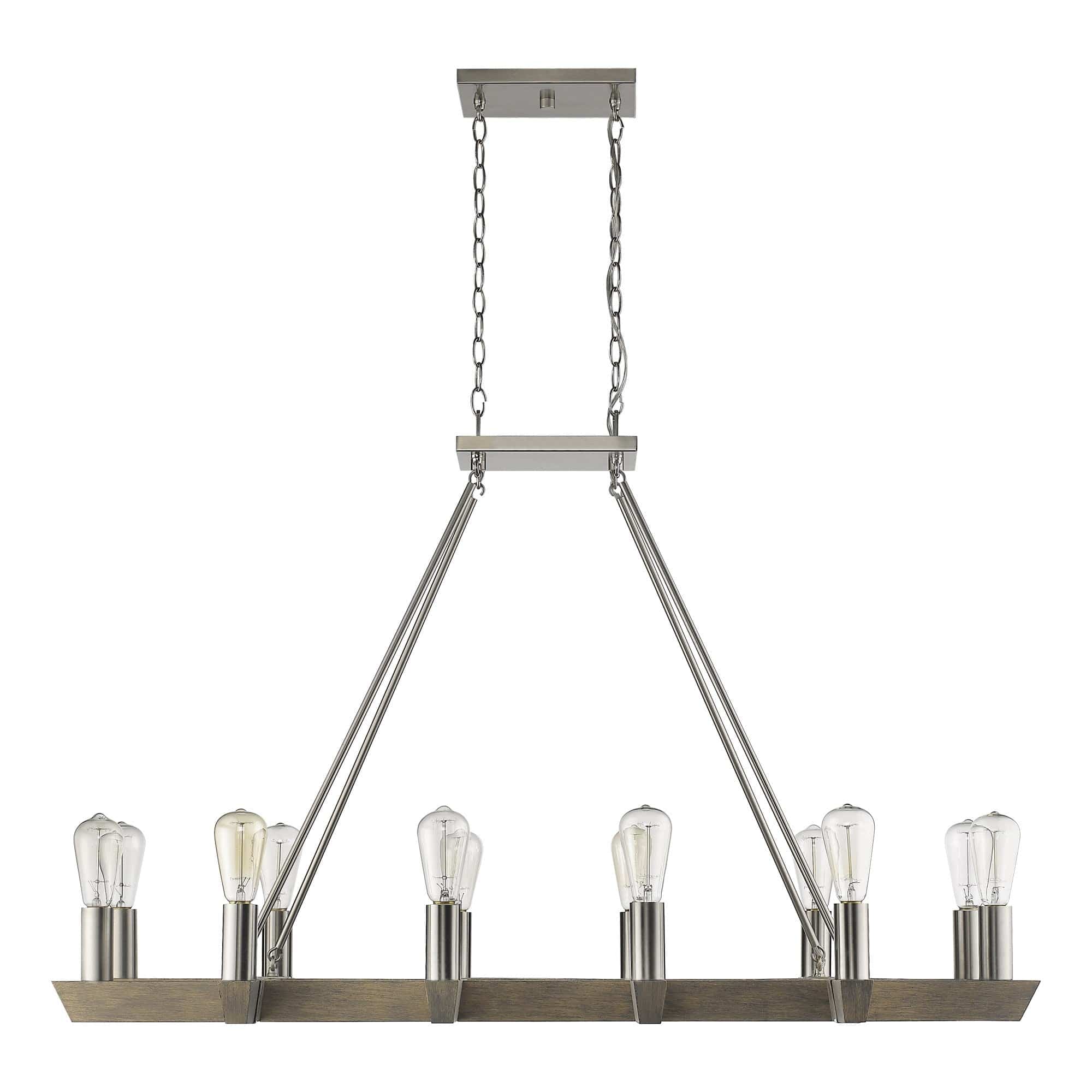 Silver Kitchen Island Twelve Light Metal Dimmable Chandelier - Homeroots