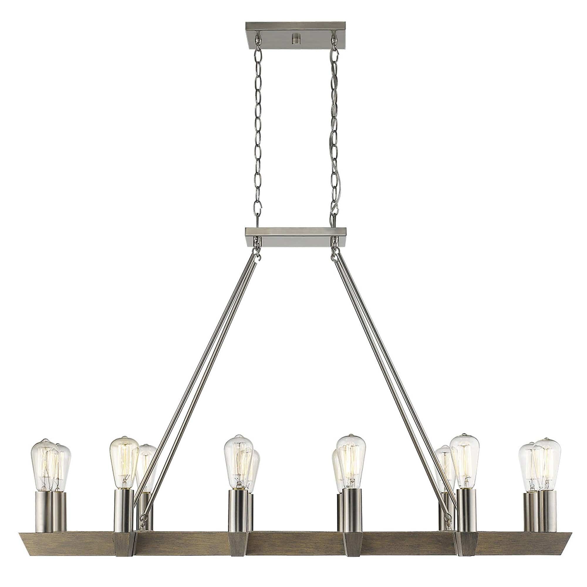 Silver Kitchen Island Twelve Light Metal Dimmable Chandelier - Homeroots