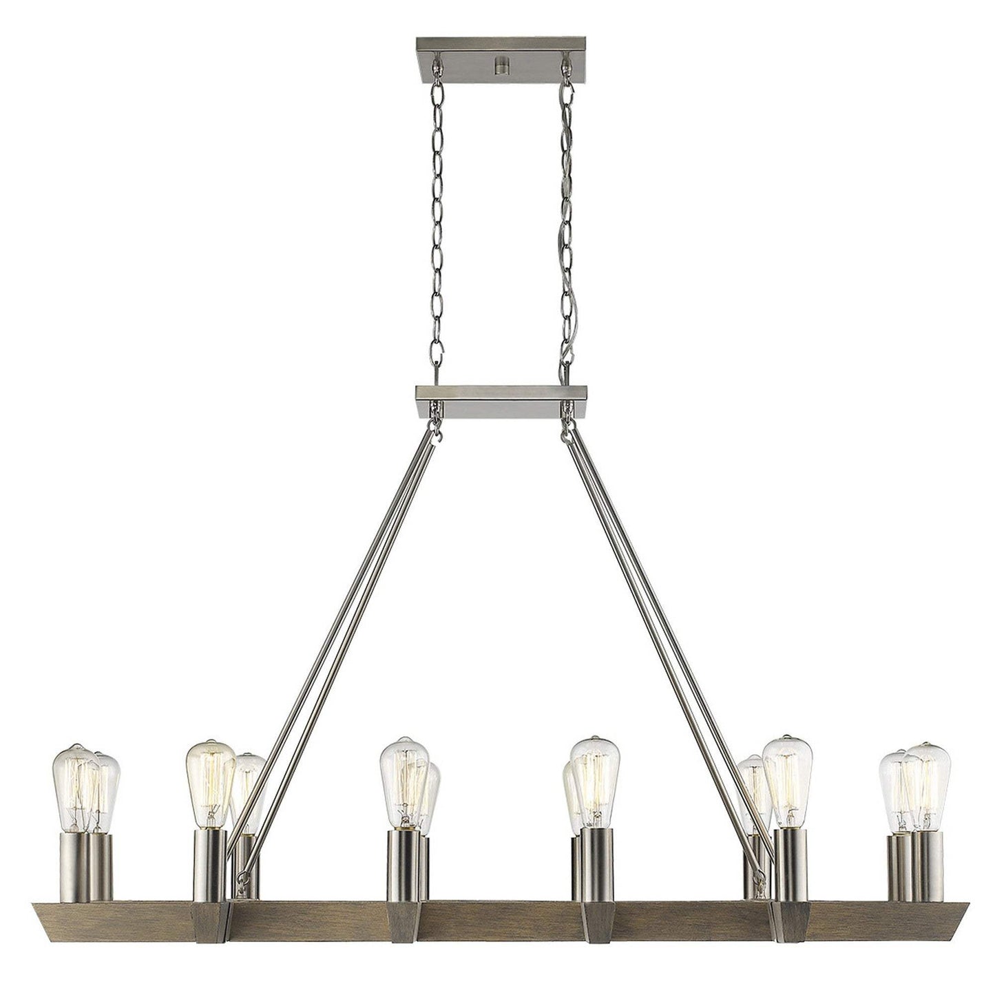 Silver Kitchen Island Twelve Light Metal Dimmable Chandelier - Homeroots - Flyclothing LLC