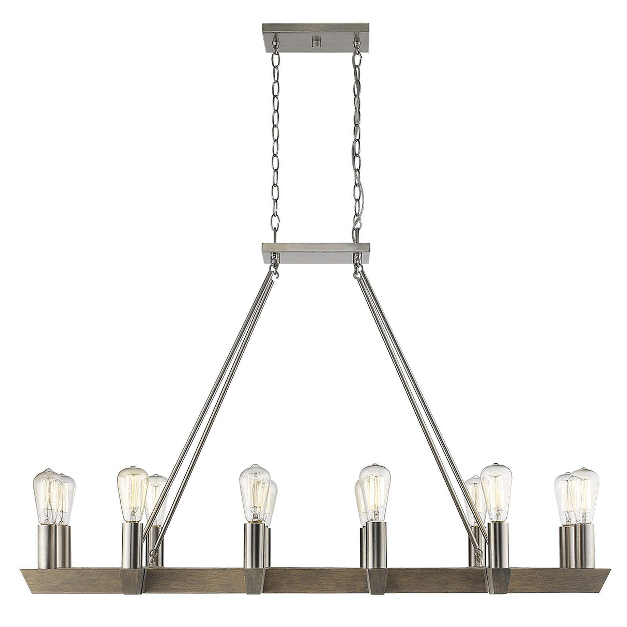 Silver Kitchen Island Twelve Light Metal Dimmable Chandelier - Homeroots - Flyclothing LLC