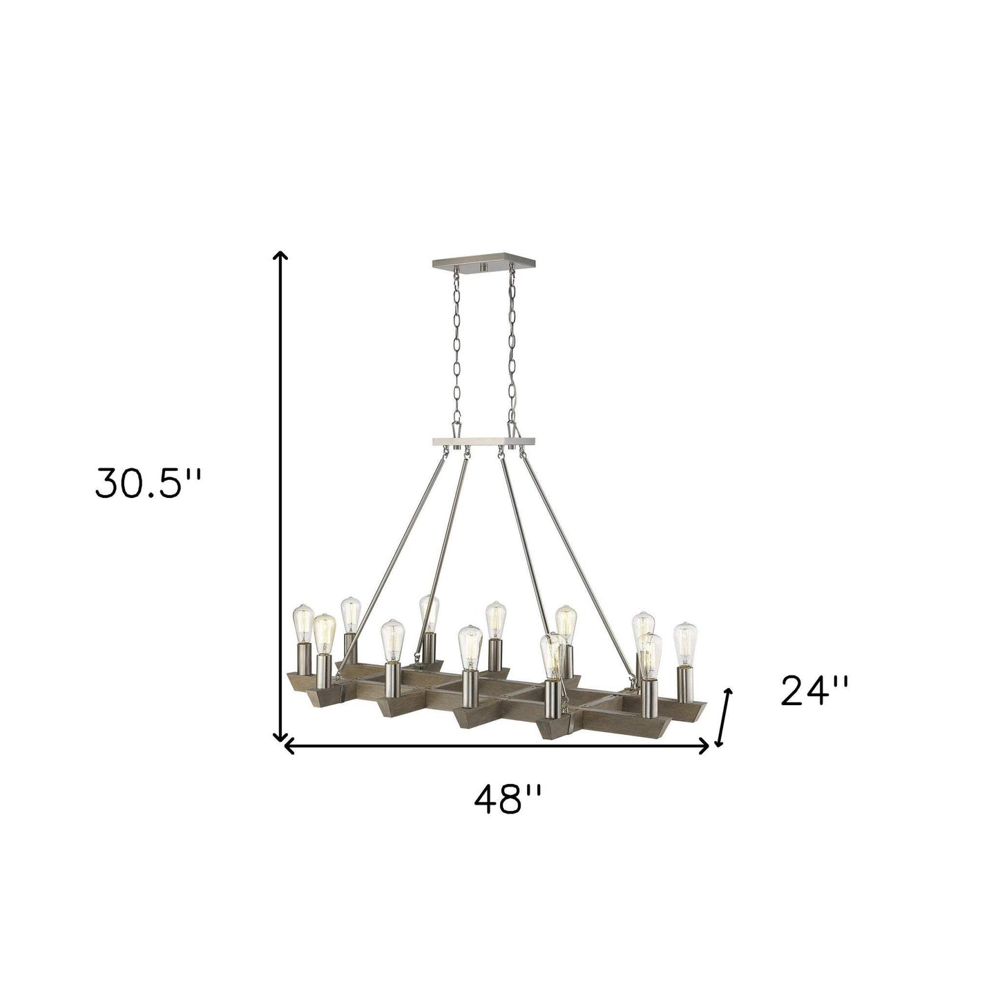 Silver Kitchen Island Twelve Light Metal Dimmable Chandelier - Homeroots - Flyclothing LLC