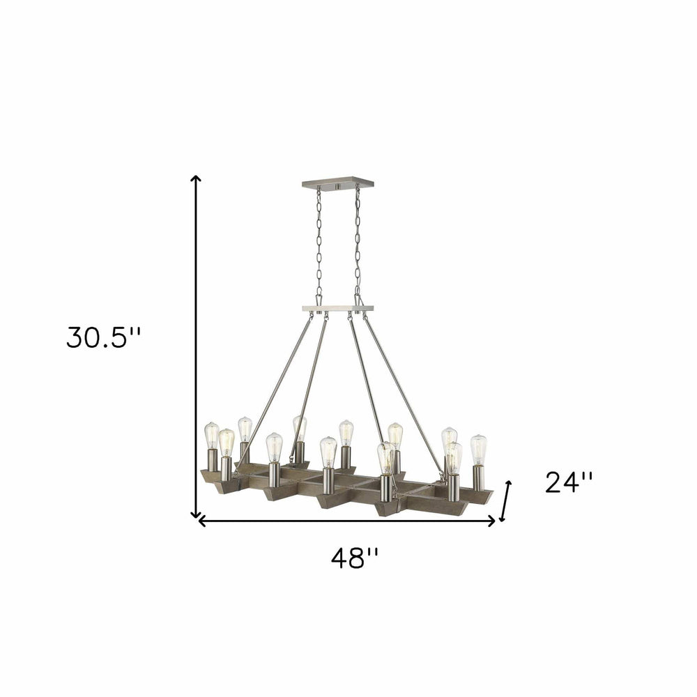 Silver Kitchen Island Twelve Light Metal Dimmable Chandelier - Homeroots - Flyclothing LLC