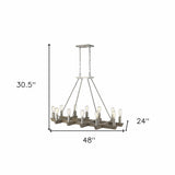 Silver Kitchen Island Twelve Light Metal Dimmable Chandelier - Homeroots - Flyclothing LLC