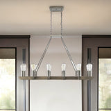Silver Kitchen Island Twelve Light Metal Dimmable Chandelier - Homeroots