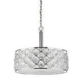 Isabella 4-Light Polished Nickel Drum Pendant With Crystal Accents - Homeroots
