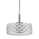 Isabella 4-Light Polished Nickel Drum Pendant With Crystal Accents - Homeroots