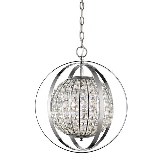 Olivia 1-Light Polished Nickel Crystal Globe Pendant - Homeroots
