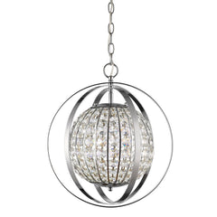 Olivia 1-Light Polished Nickel Crystal Globe Pendant - Homeroots