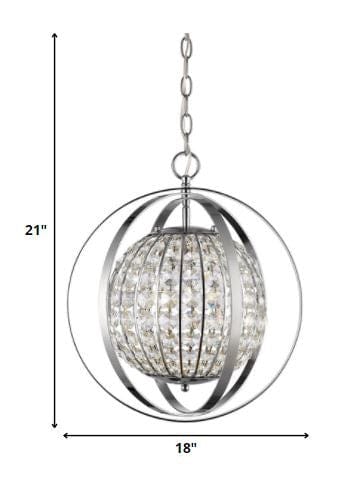 Olivia 1-Light Polished Nickel Crystal Globe Pendant - Homeroots