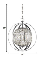 Olivia 1-Light Polished Nickel Crystal Globe Pendant - Homeroots