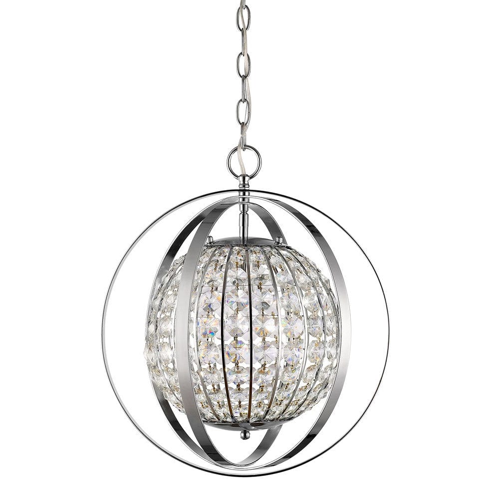 Olivia 1-Light Polished Nickel Crystal Globe Pendant - Homeroots