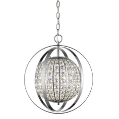 Olivia 1-Light Polished Nickel Crystal Globe Pendant - Homeroots