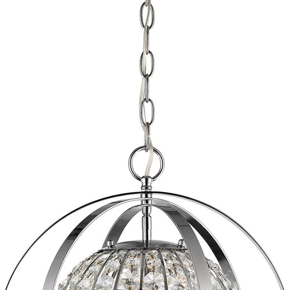 Olivia 1-Light Polished Nickel Crystal Globe Pendant - Homeroots