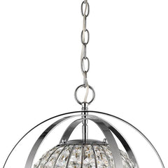 Olivia 1-Light Polished Nickel Crystal Globe Pendant - Homeroots