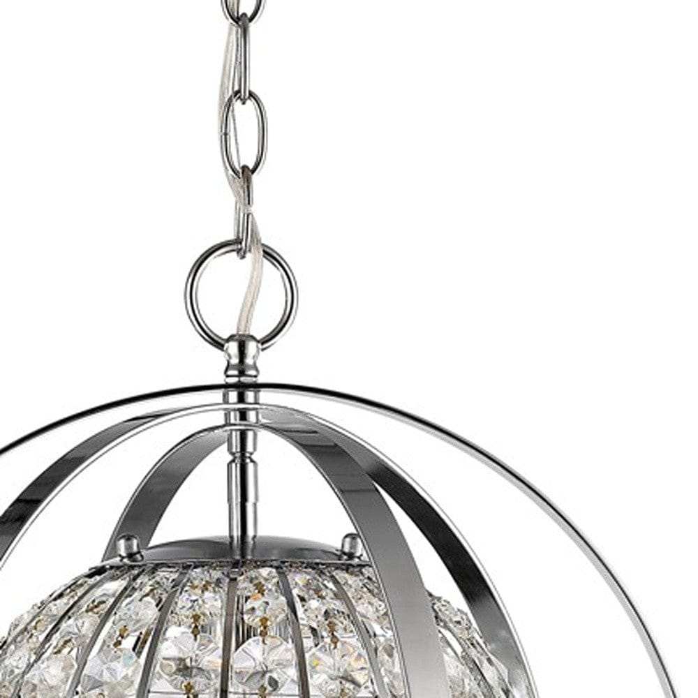 Olivia 1-Light Polished Nickel Crystal Globe Pendant - Homeroots - Flyclothing LLC