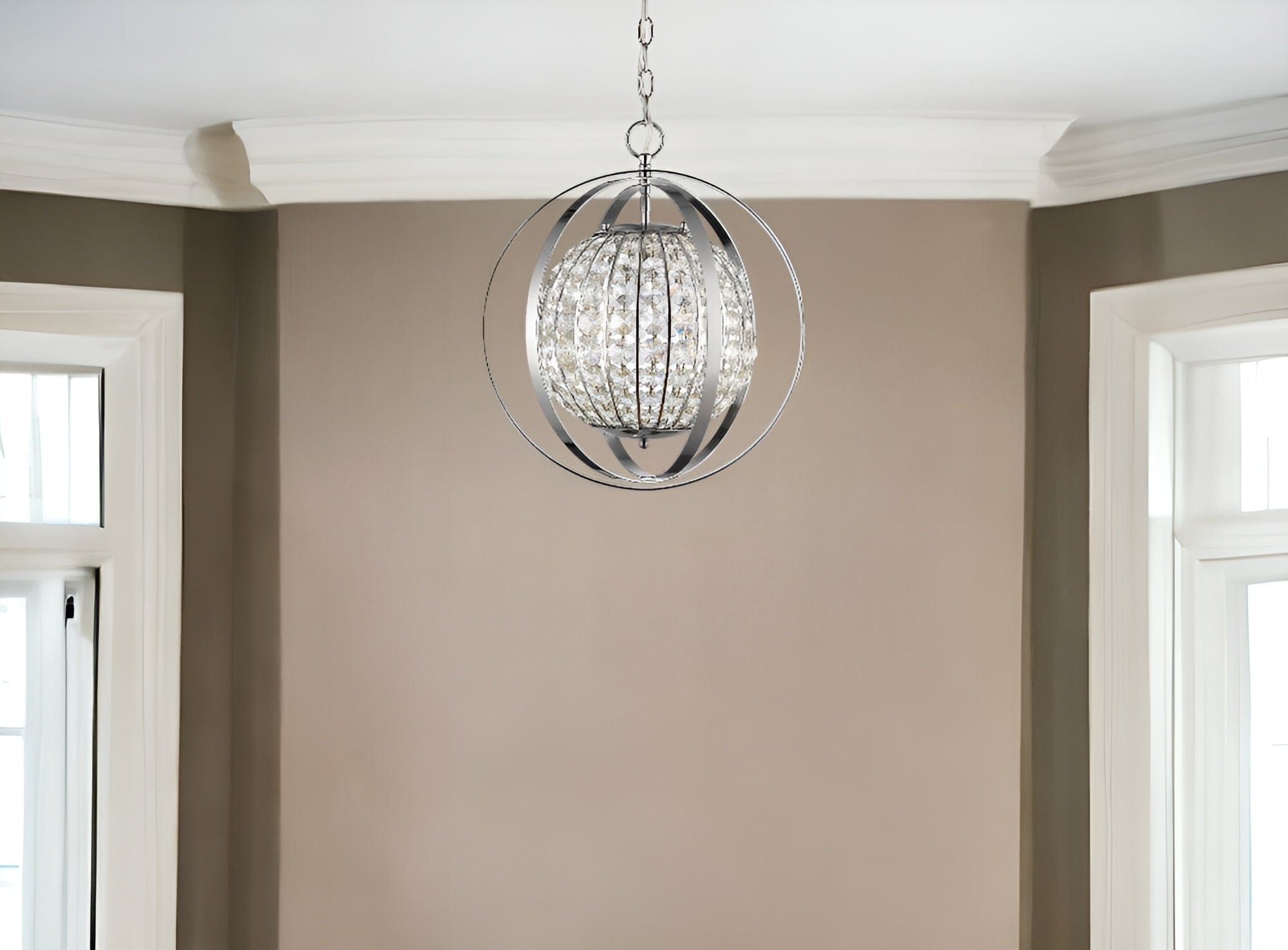 Olivia 1-Light Polished Nickel Crystal Globe Pendant - Homeroots