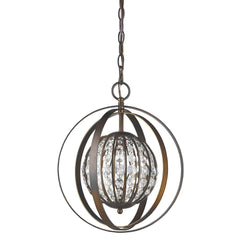 Olivia 1-Light Oil-Rubbed Bronze Crystal Globe Pendant - Homeroots