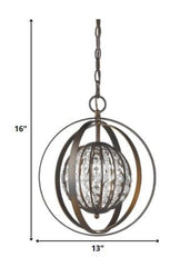 Olivia 1-Light Oil-Rubbed Bronze Crystal Globe Pendant - Homeroots