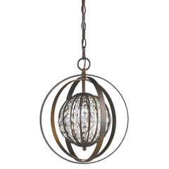 Olivia 1-Light Oil-Rubbed Bronze Crystal Globe Pendant - Homeroots